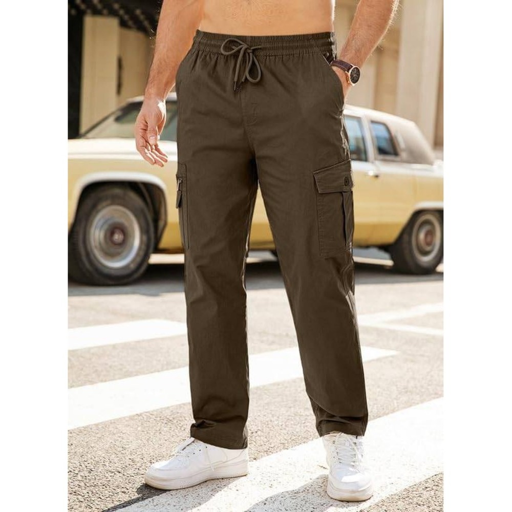 JMIERR Mens‎ Casual Cargo Pants Relaxed Fit Work Multi Pockets Sz 30"x27" /#7153